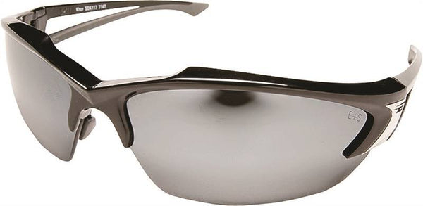 Edge SDK117 Non-Polarized Safety Glasses, Unisex, Polycarbonate Lens, Half Wraparound Frame, Nylon Frame, Black Frame