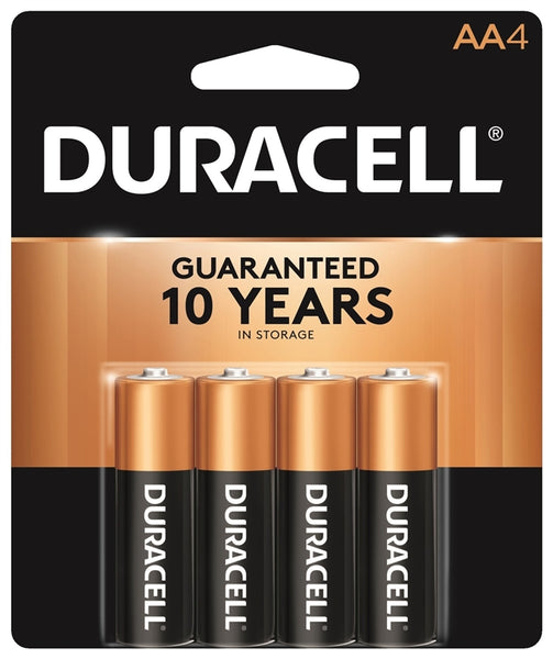 DURACELL COPPERTOP MN1500 MN1500B4Z Battery, 1.5 V Battery, AA Battery, Alkaline, Manganese Dioxide