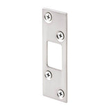 Defender Security E 2461 Deadbolt Strike, 3-5/8 in L, 1-1/4 in W, Steel, Satin Nickel