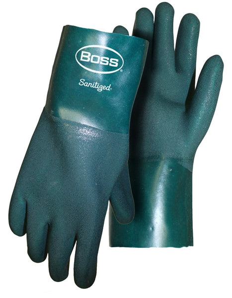 BOSS 1712L Protective Gloves, L, Gauntlet Cuff, PVC Glove, Black