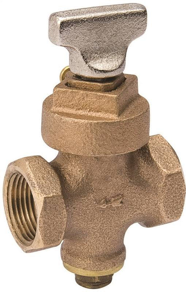 Southland 105-903NL Stop and Drain Valve, 1/2 in Connection, FPT x FPT, Bronze Body