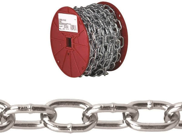 Campbell 072-2927 Passing Link Chain, 2/0, 13-3/4 ft L, 450 lb Working Load, Steel, Zinc