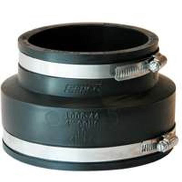 FERNCO P1006-44 Flexible Coupling, 4 x 4 in, PVC, Black, 4.3 psi Pressure