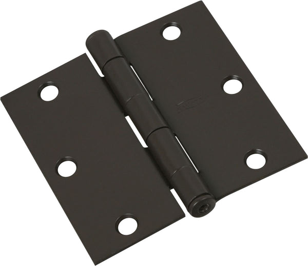 National Hardware N830-323 Square Corner Door Hinge, Cold Rolled Steel, Oil-Rubbed Bronze, Full-Mortise Mounting