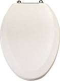 ProSource T-19WMC Toilet Seat, Elongated, MDF Molded Fiberboard, White, Bar Hinge