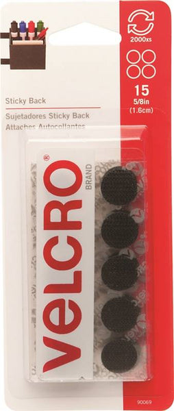 VELCRO Brand 90069 Fastener, 5/8 in W, Nylon, Black, Rubber Adhesive