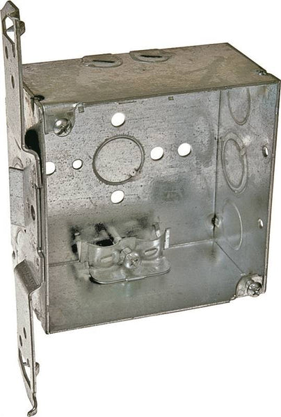 RACO 8240 Switch Box, 2 -Gang, 4 -Knockout, 1/2, 3/4 in Knockout, Steel, Gray, Bracket Mounting