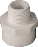 LASCO 436102BC Reducing Pipe Adapter, 3/4 x 1 in, MPT x Slip, PVC, White, SCH 40 Schedule, 270 psi Pressure