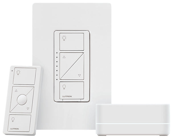 Lutron Caseta Wireless P-BDG-PKG1W Smart Lighting Dimmer Switch Starter Kit, White