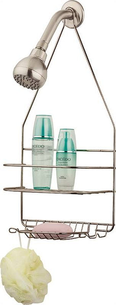 Simple Spaces SS-SC-25-NK Shower Caddy, 2-Shelf, Steel, 10 in OAW, 19 in OAH, 4-1/4 in OAD, 10 lb