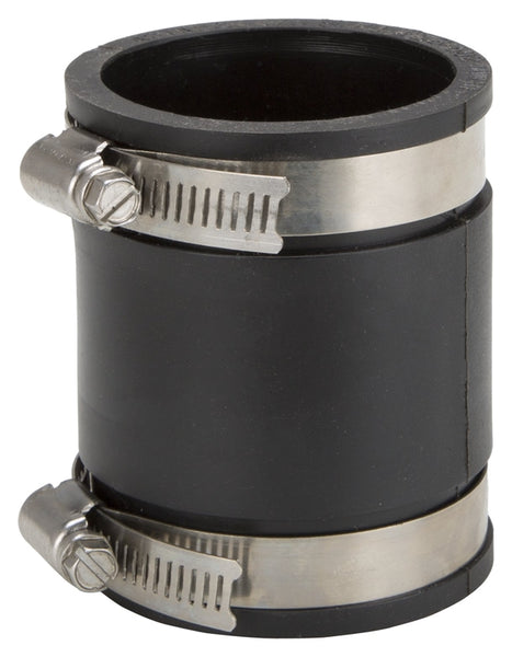 ProSource Coupling, 2 in x 2 in, PVC, Black