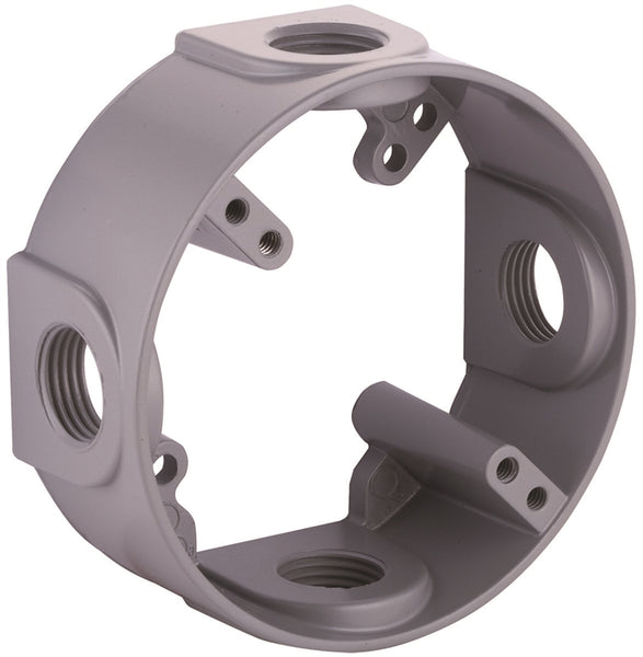 HUBBELL 5363-0 Extension Adapter, 4 in L, 4 in W, 4 -Knockout, Aluminum, Gray, Powder-Coated