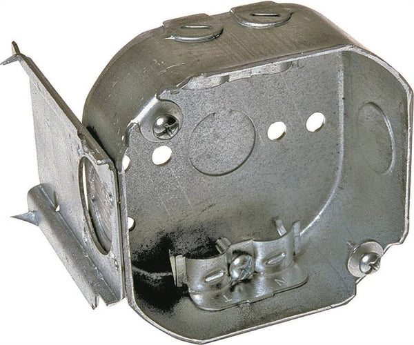 RACO 160 Octagonal Box, 4.067 in OAW, 1-1/2 in OAD, 3.579 in OAH, 1 -Gang, 3 -Knockout, Steel Housing Material