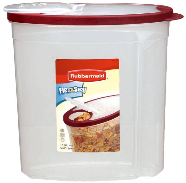 Rubbermaid 1777195 Food Storage Canister, 1.5 gal Capacity, Plastic, Clear, 5.78 in L, 11.34 in W, 11.18 in H