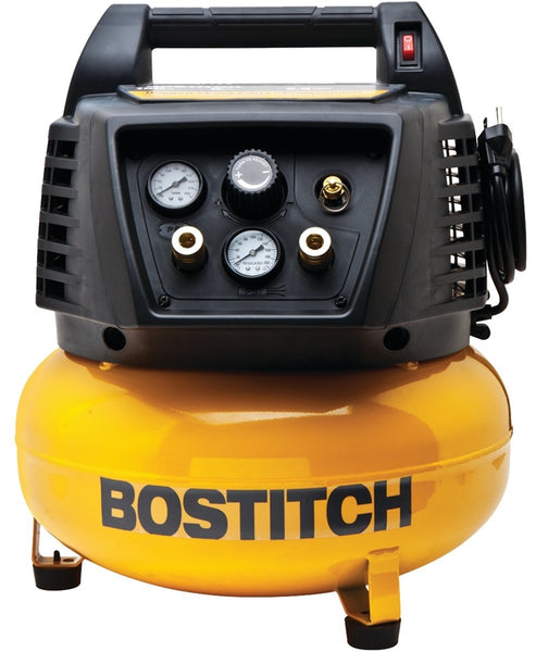 Bostitch BTFP02012 Air Compressor, 6 gal Tank, 120 V, 90 psi Pressure, 3.7 scfm Air
