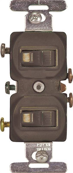 Eaton Wiring Devices 271B-BOX Combination Toggle Switch, 15 A, 120/277 V, Screw Terminal, Brown