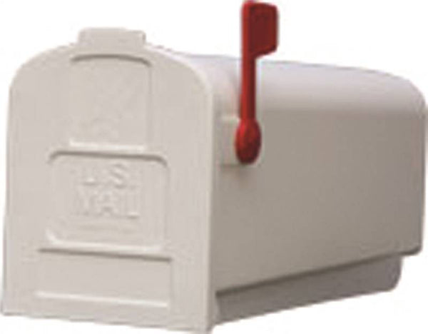Gibraltar Mailboxes Parson Series PL10W0201 Rural Mailbox, 875 cu-in Capacity, Plastic, 7.9 in W, 19.4 in D, 9.6 in H