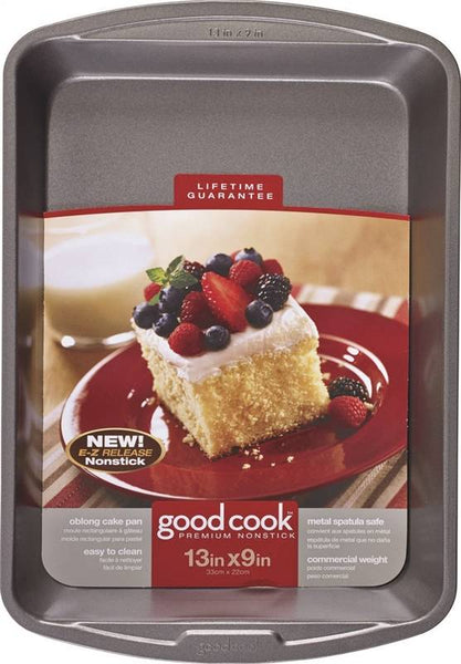Goodcook 04010 Cake Pan, Oblong, 13 in OAL, Steel, Non-Stick: Yes, Dishwasher Safe: Yes