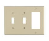 Decora 80421-I Combination Wallplate, 4-1/2 in L, 2-3/4 in W, Standard, 3 -Gang, Plastic, Ivory, Device Mounting