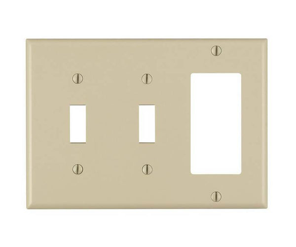 Decora 80421-I Combination Wallplate, 4-1/2 in L, 2-3/4 in W, Standard, 3 -Gang, Plastic, Ivory, Device Mounting