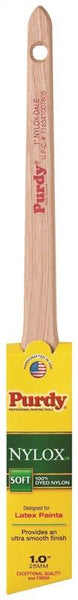 Purdy Nylox Dale 144080210 Angular Trim Brush, 1 in W, 1-15/16 in L Bristle, Nylon Bristle, Rat Tail Handle