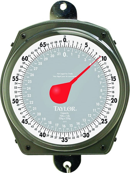 Taylor 3470 Hanging Scale, 70 lb Capacity, Analog Display, Steel Housing Material, lb