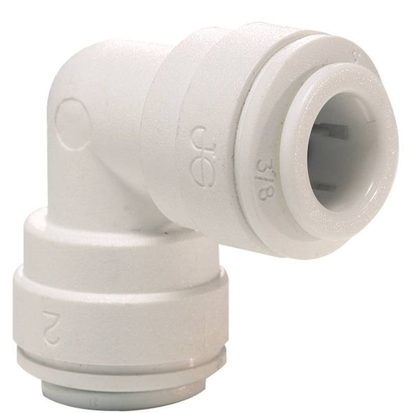 John Guest PP0312WP Union Pipe Elbow, 3/8 in, Polypropylene, White, 150 psi Pressure