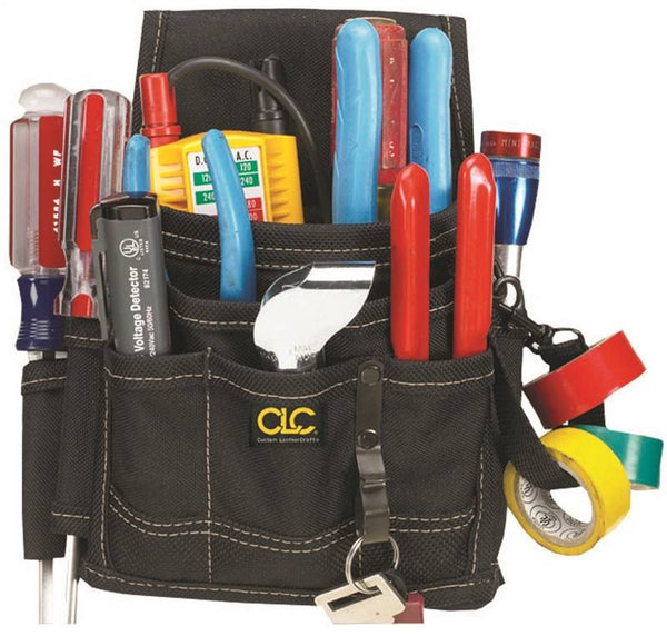 CLC Tool Works Series 1503 Pouch, 9-Pocket, Polyester, Black, 6 in W, 9 in H, 3 in D