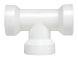 INSTA-PLUMB 48QLK Coupling Pipe Tee, 1-1/2 in, Push-Fit, Plastic, White