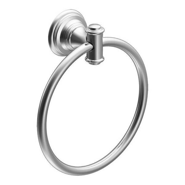 Moen Ellsworth Series DN9186CH Towel Ring, 6 in Dia Ring, 22 lb, Aluminum/Zinc, Chrome, Screw Mounting