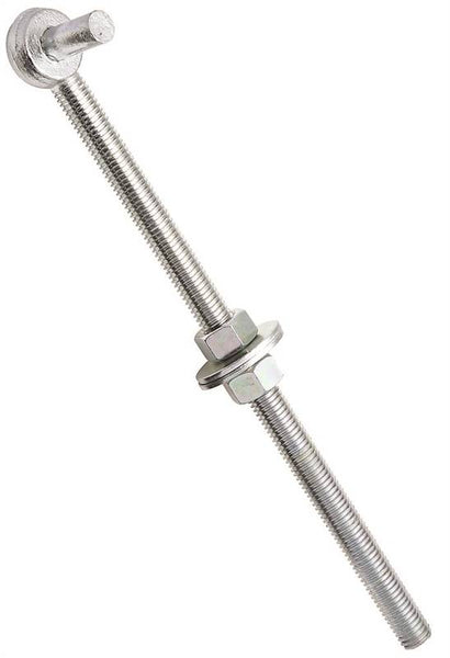National Hardware N130-583 Full Threaded Bolt Hook, 12 in L, Steel, Zinc-Plated