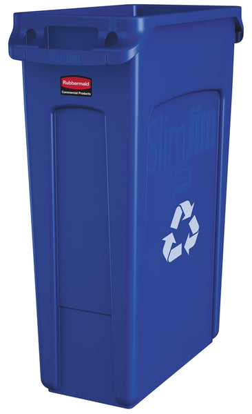 Rubbermaid Slim Jim FG354007BLUE Recycling Container, 23 gal Capacity, Resin, Blue