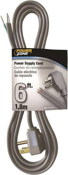 PowerZone OR210606 Power Cord, 6 ft L, 13 A, 125 V, Gray