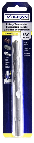 Vulcan 203541OR Drill Bit, 1/2 in Dia, 6 in OAL, Percussion, Spiral Flute, Straight Shank