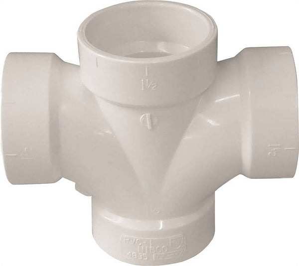 CANPLAS 192184 Double Sanitary Pipe Tee, 3 in, Hub, PVC, White