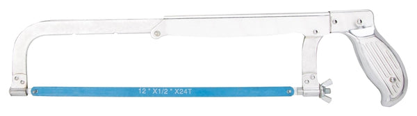 Vulcan JL52001 Adjustable Hacksaw, 8 to 12 in L Blade, 24 TPI, Steel Blade, 2-5/8 in D Throat, Steel Frame, Steel Handle