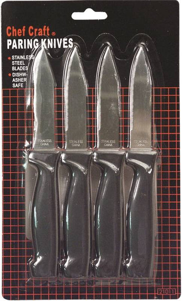 CHEF CRAFT 20980 Paring Knife Set, Stainless Steel Blade, White Handle