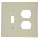 Leviton 80505-I Combination Wallplate, 4-3/8 in L, 3-1/8 in W, Midway, 2 -Gang, Plastic, Ivory, Device Mounting