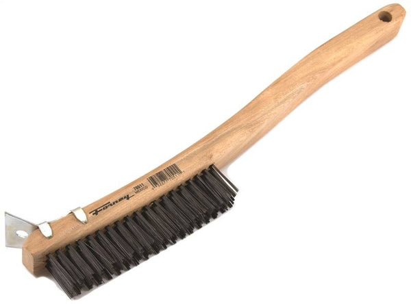 Forney 70511 Scratch Brush with Scraper, 0.014 in L Trim, Carbon Steel Bristle