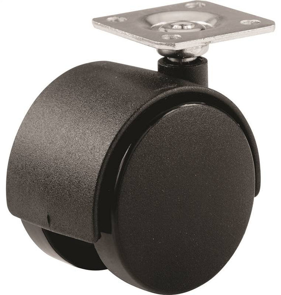 Shepherd Hardware 9401 Swivel Caster, 1-5/8 in Dia Wheel, Nylon/Urethane Wheel, Black, 40 lb