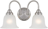 Boston Harbor LYB130928-2VL-BN Wall Sconce, 60 W, 2-Lamp, A19 or CFL Lamp, Steel Fixture, Brushed Nickel Fixture