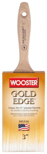 WOOSTER 5232-3 Paint Brush, 3 in W, 2-15/16 in L Bristle, Polyester Bristle, Flat Sash Handle