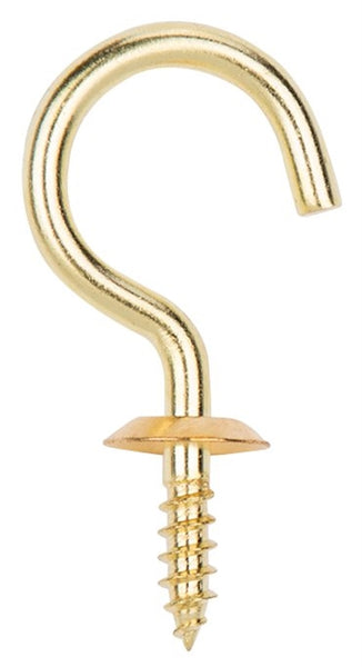 ProSource Cup Hook, 15/32 in Opening, 3.5 mm Thread, 1 in L, Brass, Brass