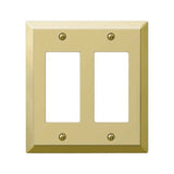 AmerTac Century 163RRBR Wallplate, 4-15/16 in L, 4-9/16 in W, 2 -Gang, Steel, Polished Brass