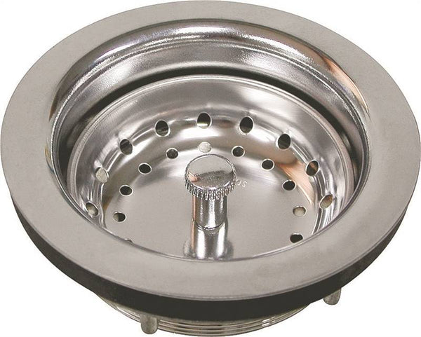 ProSource PMB-131 Basket Strainer, 3-1/2 in Dia, Chrome, For: 3-1/2 in Dia Opening Sink