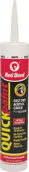 Red Devil Quick Point 0946 Fast Dry Acrylic Caulk, White, 40 to 90 deg F, 10.1 fl-oz Cartridge