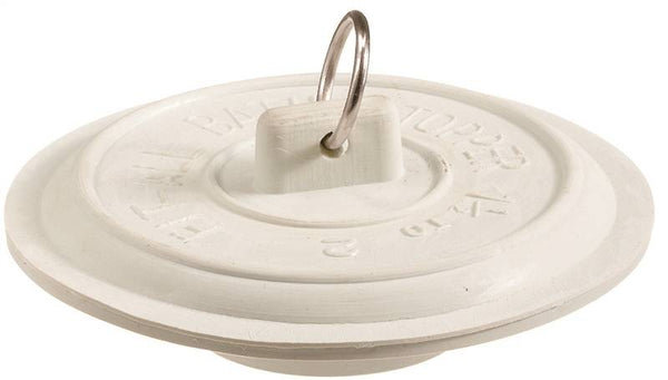 Plumb Pak PP22004 Tub Stopper with Ring, Rubber, White, For: Laundry and Bathtubs with 1-1/2 to 2 in Drain