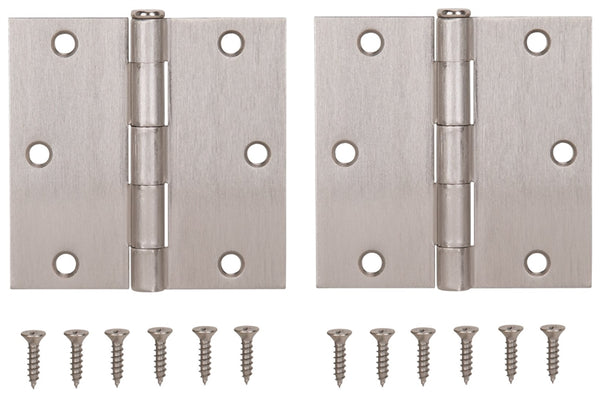 ProSource BH-202SN-PS Square Corner Door Hinge, Steel, Satin Nickel, Loose Pin, 180 deg Range of Motion