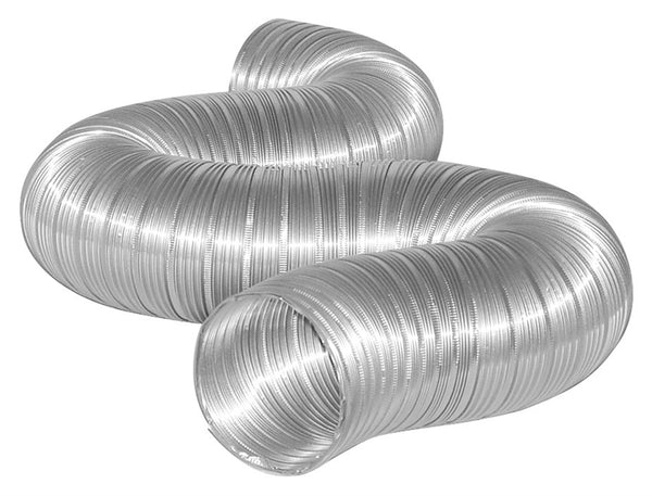 DUNDAS JAFINE MFX38X Semi-Rigid Duct, 3 in Dia, 8 ft L, Aluminum, Silver
