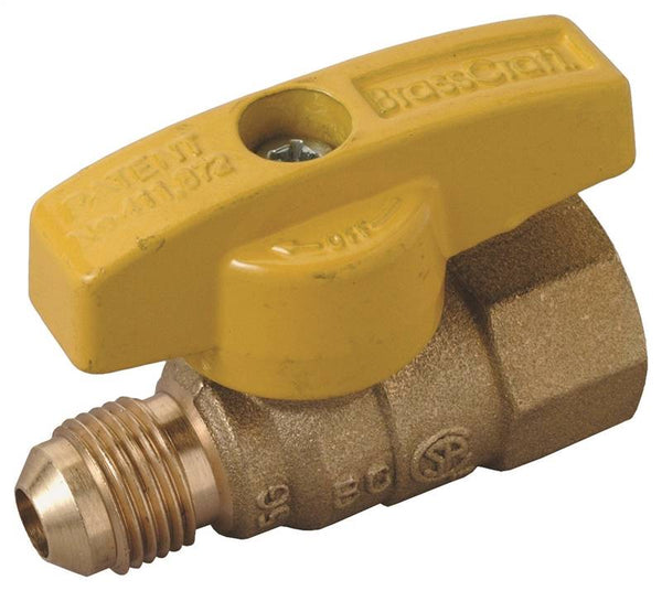 BrassCraft PSSL-12 Gas Ball Valve, 3/8 x 1/2 in Connection, Flared x FIP, 5 psi Pressure, Brass Body